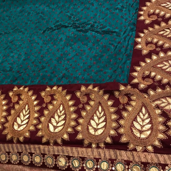 Other - Designer Gorgeous Georgette Soft Green Maroon Sari